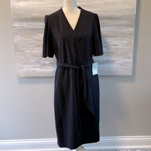 DONNA MORGAN black short sleeve dress with belt.  NWT